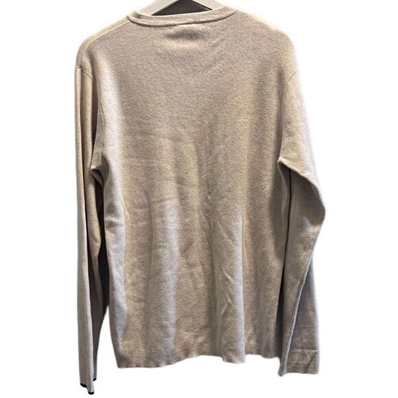 Nautica Mens Sweater Pullover Beige Long Sleeve V Neck Cotton Wool Size Large - Picture 2 of 9